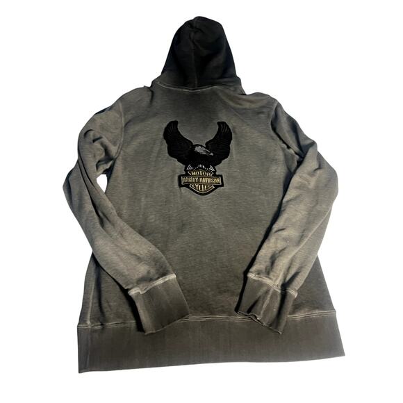 Harley-Davidson Men’s Zip-Up Grey Hooded Sweatshirt Size Large - Picture 1 of 10